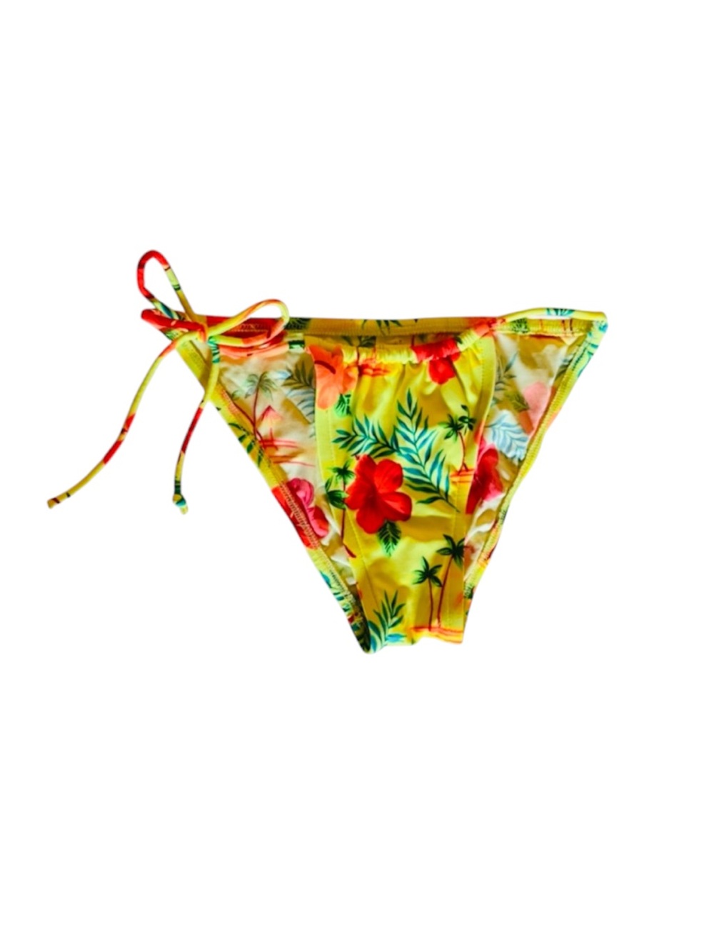 NWOT Y2K Neon Tropical Print Side Tie Brazilian Bikini Bottom ⭐️